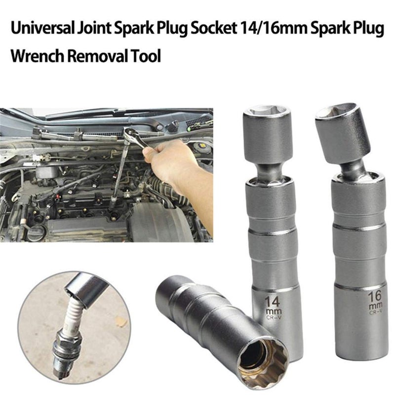 QISF 14MM & 16MM Thin Wall Magnetic Swivel Spark Plug Socket - 3/8-Inch Drive 12-Point Spark Plug Socket Removal Tool - Swivel Extension Permits Access to Most Confined Areas - Image 2